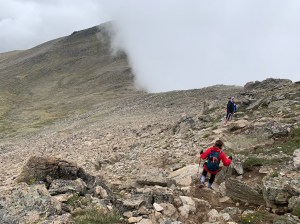 Hiking down the mountain is just as hard as hiking up it.